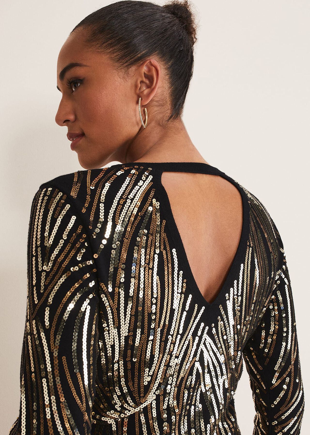 Anisa Open Back Sequin Knit Dress