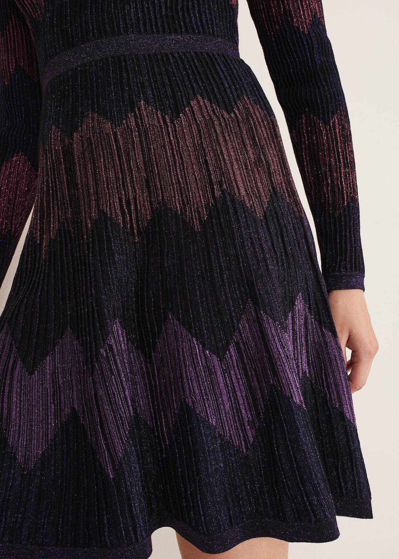 Enola Chevron Lurex Knitted Dress