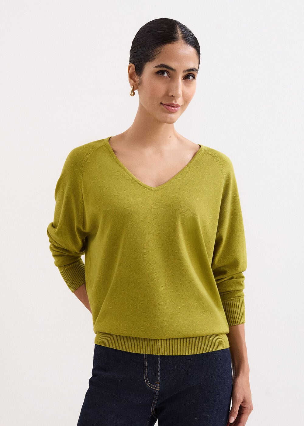 Senita Green Fine Knit Jumper