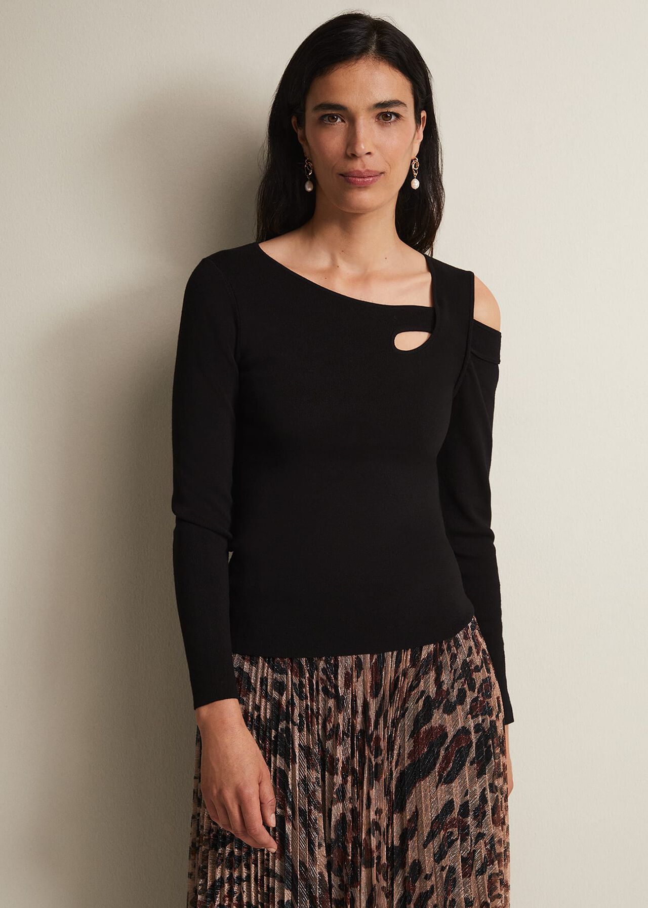 Wren Black Cut Out Knitted Top