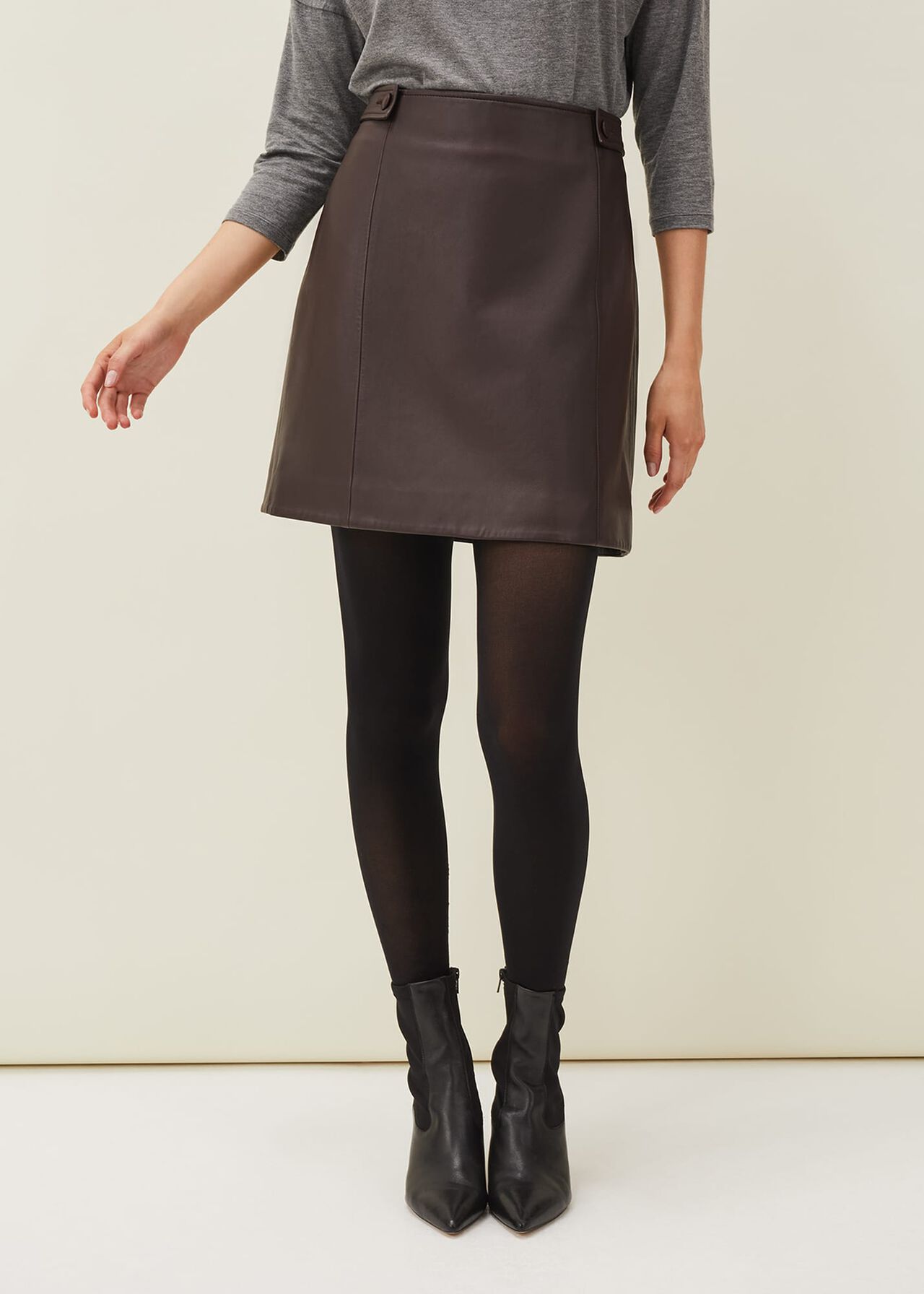Nadine Leather A-Line Skirt