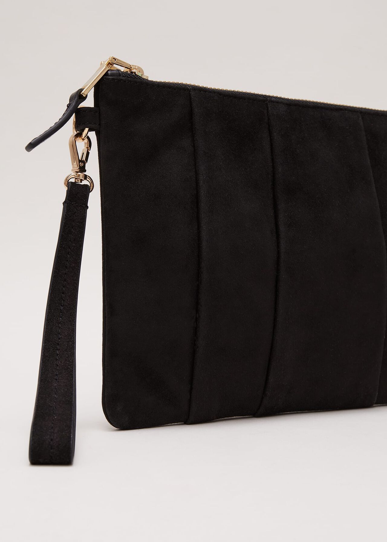 Suede Pleated Clutch Bag