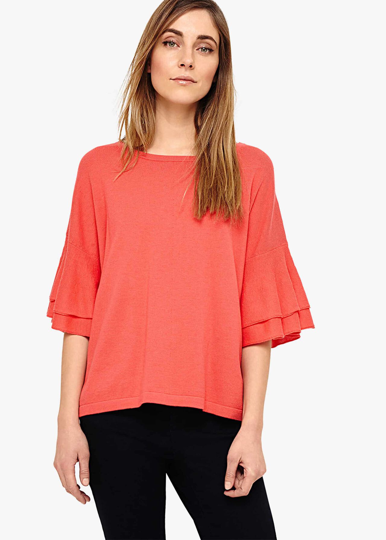 Daisi Double Frill Sleeve Knit Top