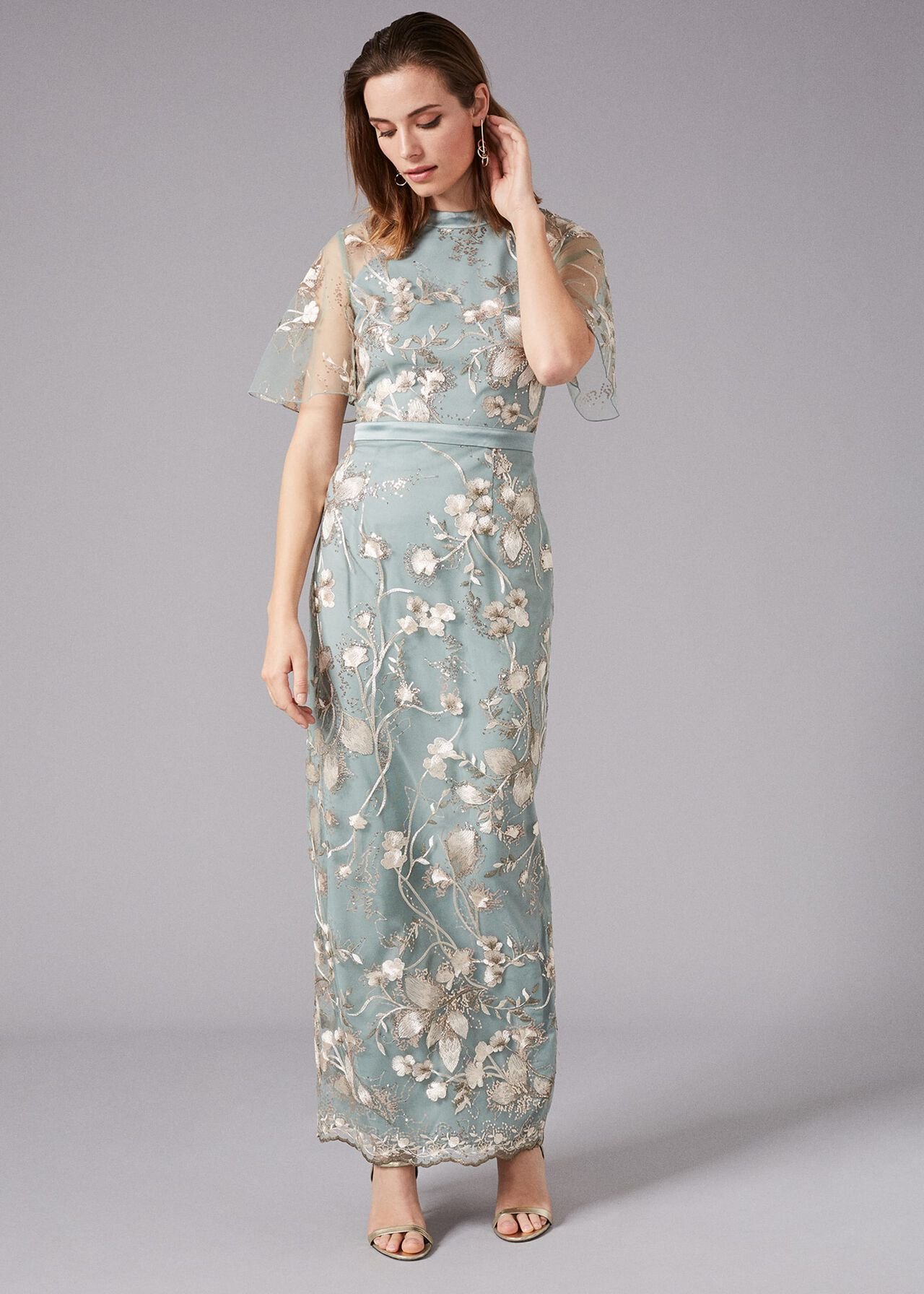 Glenda Floral Embroidered Maxi Dress