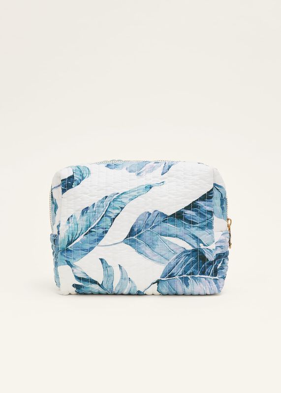 Piera Palm Print Quilted Wash Bag