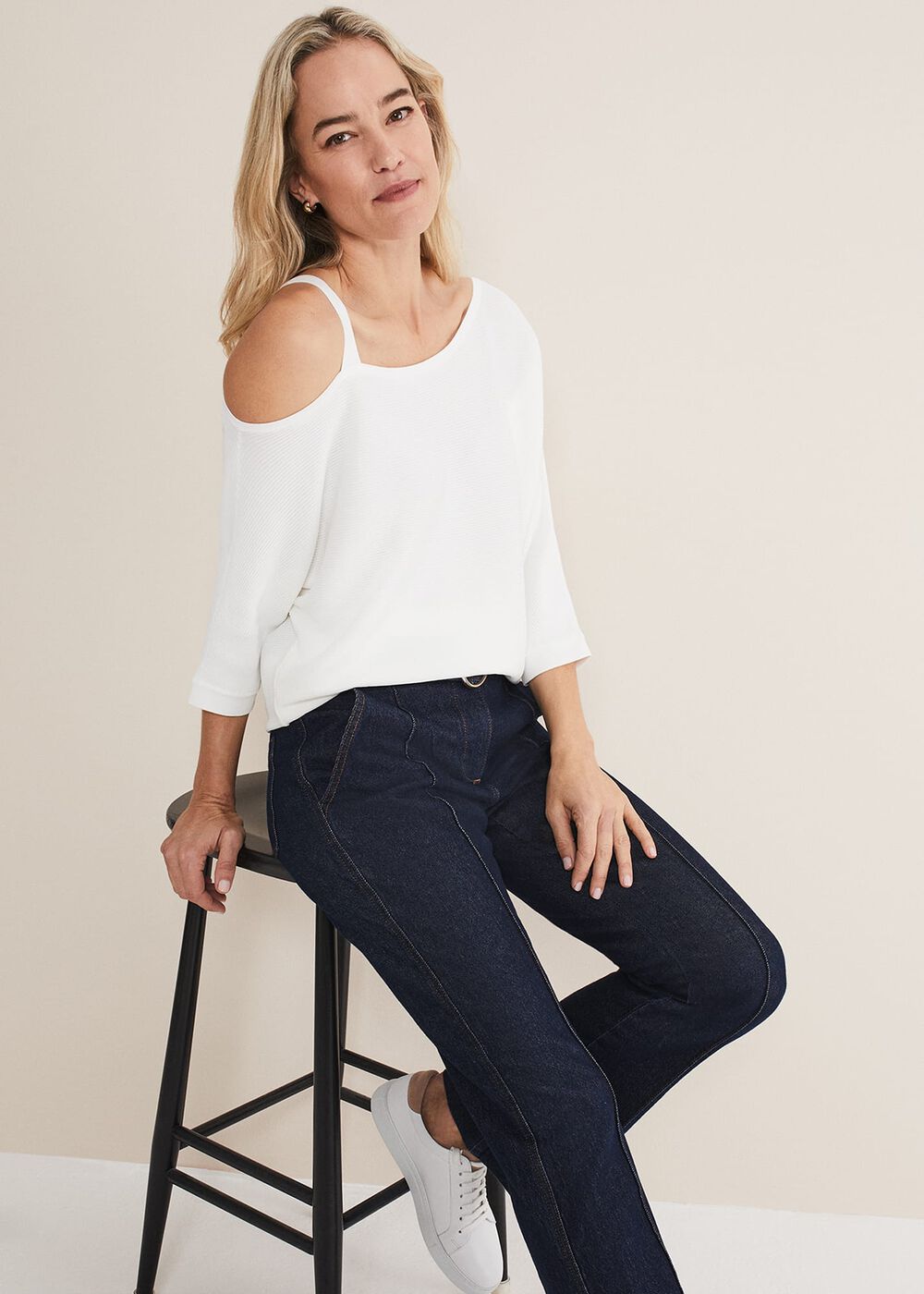 Evie One Shouler Ripple Knit