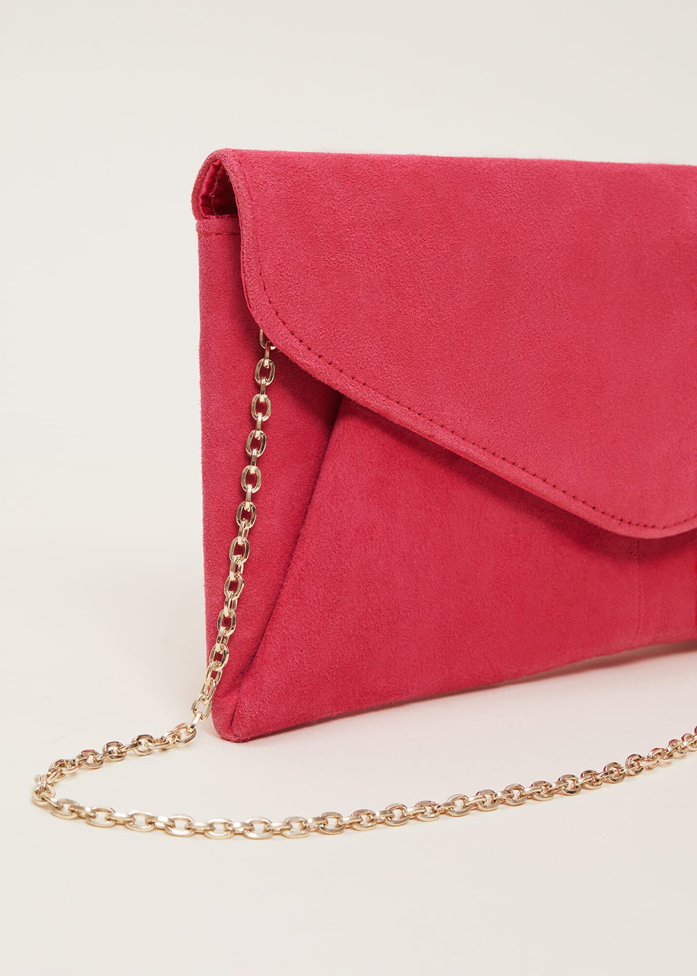 Wendie Pink Suede Clutch Bag