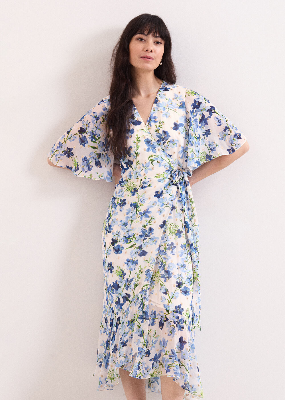 Petite Juliette Cream Floral Shimmer Midi Dress