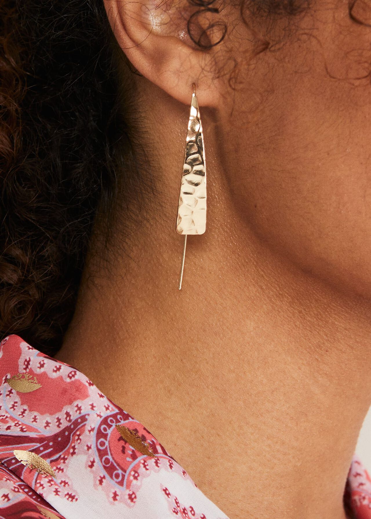 Hammered Pull Through Drop Earring