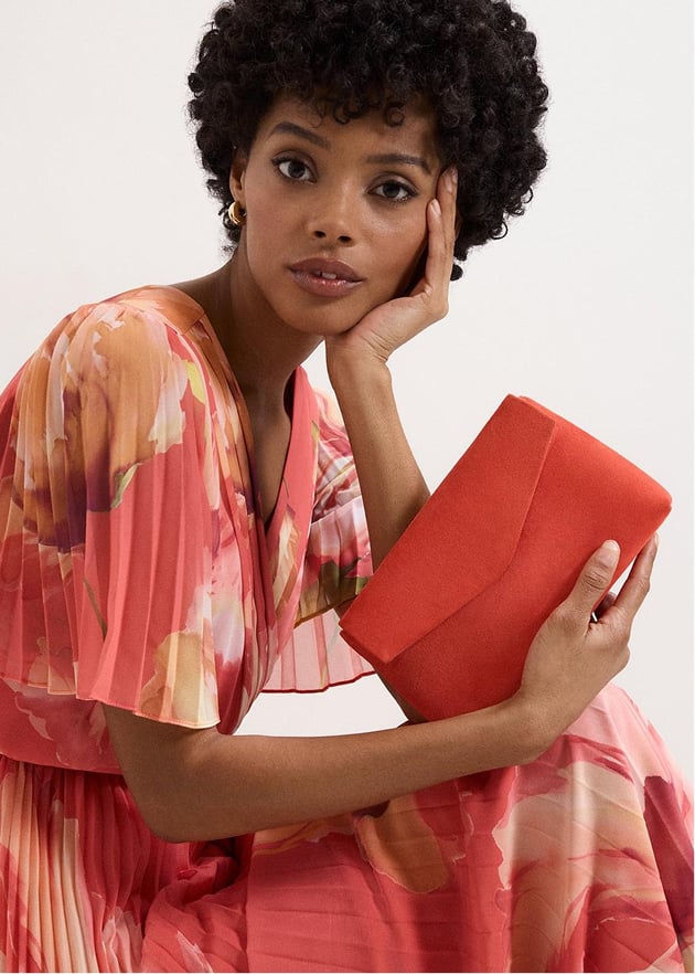 Suede Clutch Bag