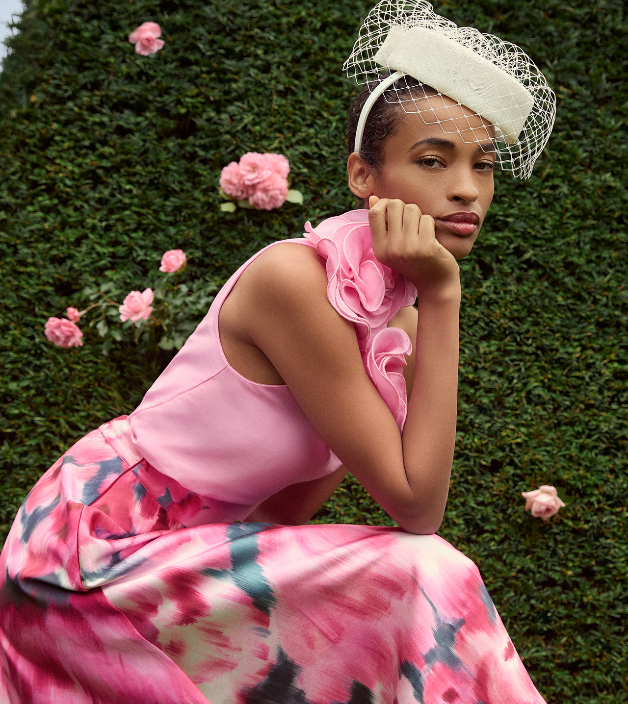 Woman wearing Phase Eight dress