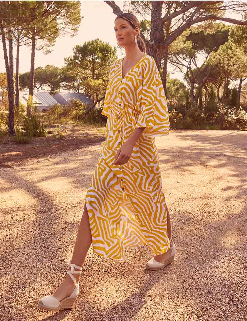 Yellow zebra print maxi dress