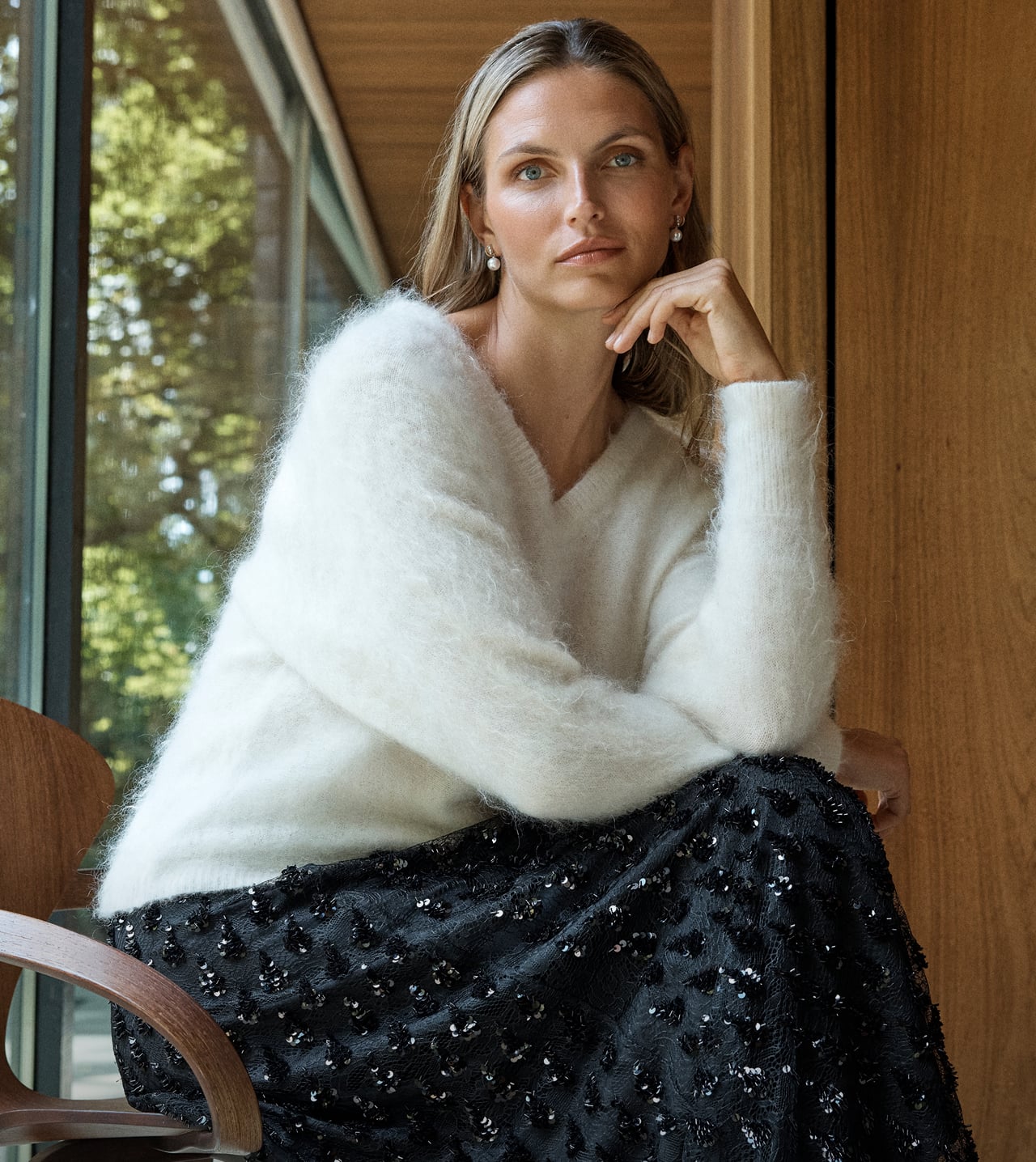 Woman wearing Phase Eight dress
