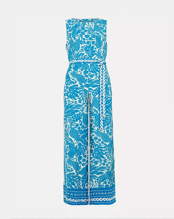 Petite Cyra Blue Printed Jumpsuit