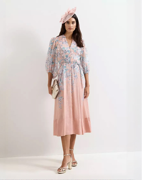 Alison Linen Blend Floral Midi Dress