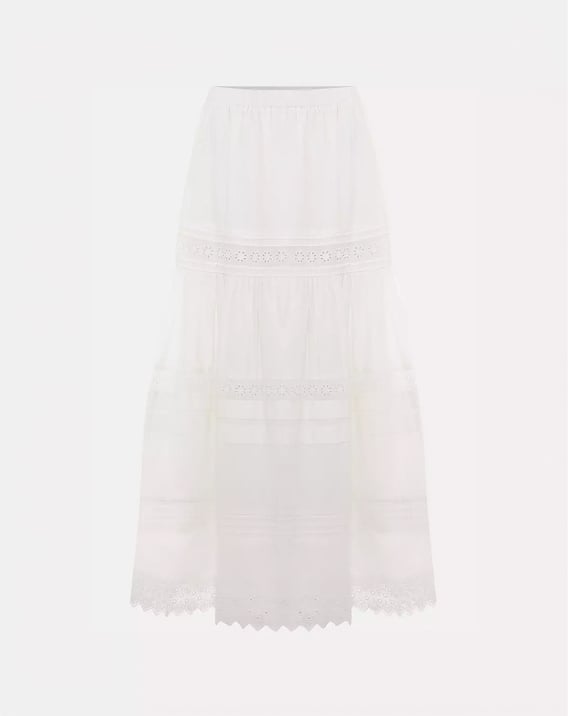 Rosa Broderie Tiered Cotton Skirt