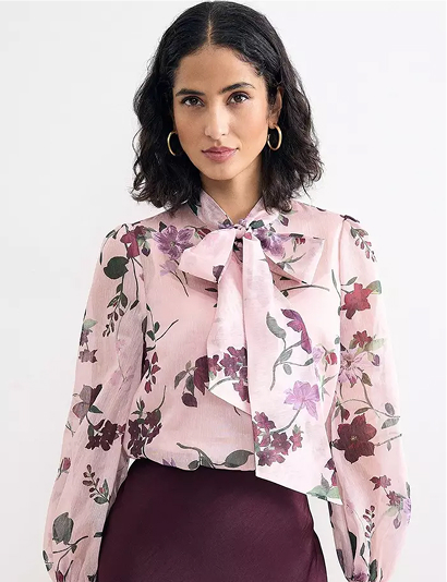 Hobbs Estelle floral pussybow blouse.