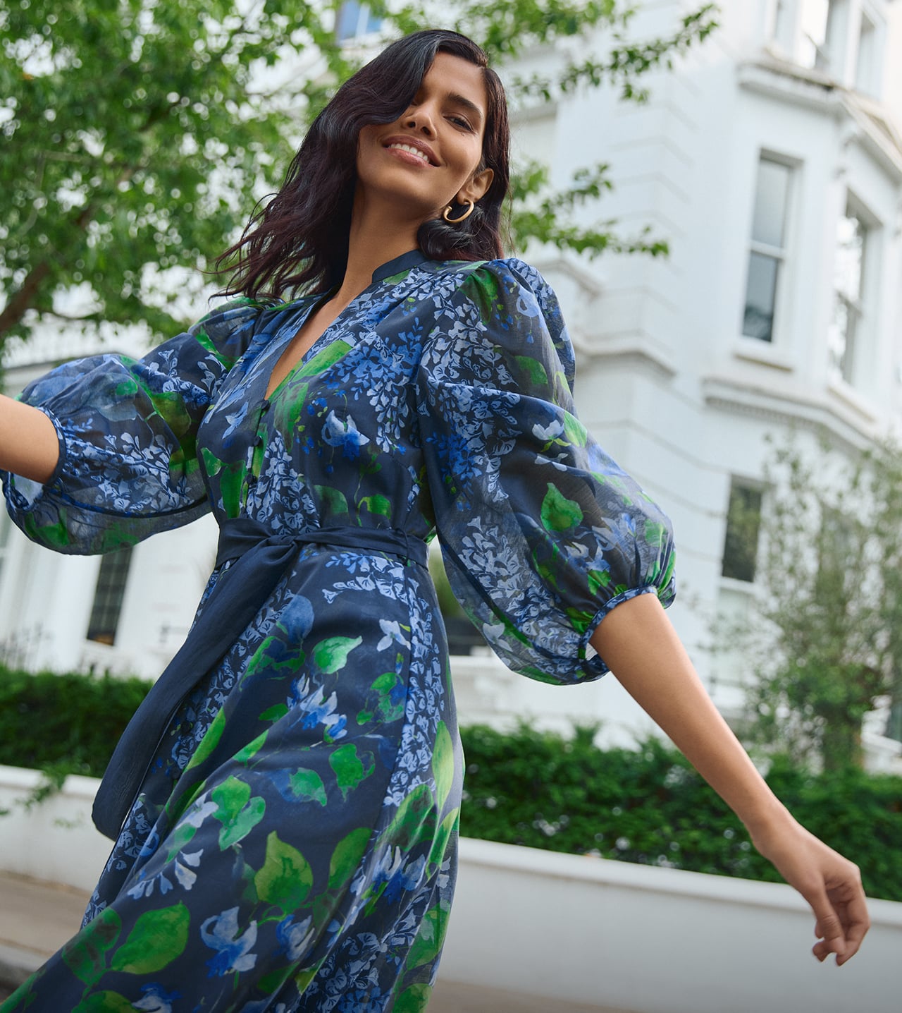 Woman wearing Phase Eight dress