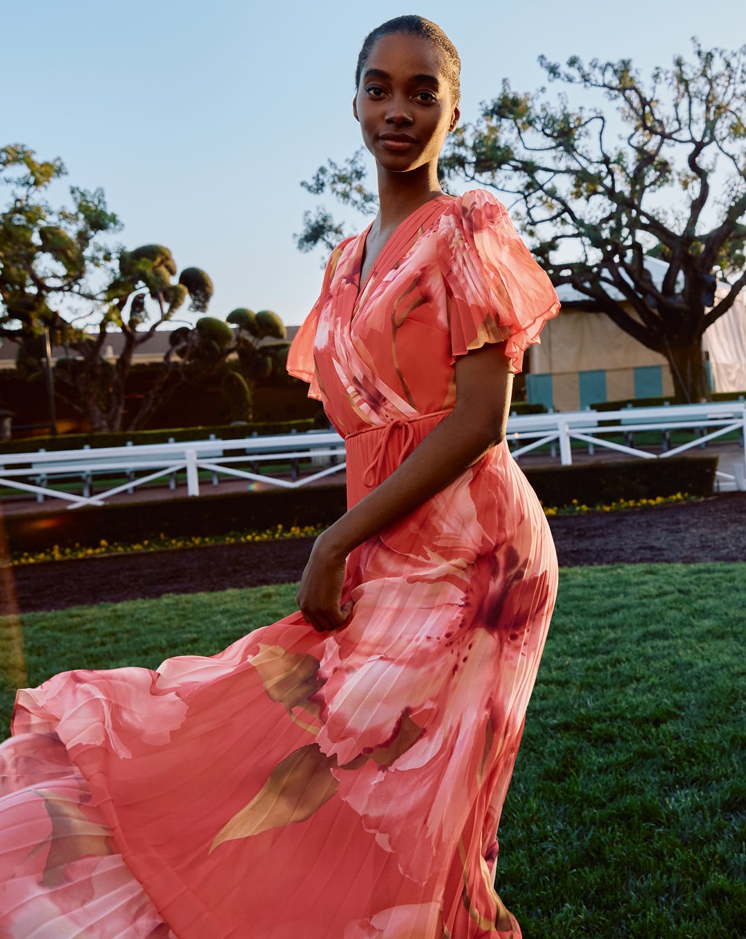 Woman wearing Phase Eight dress