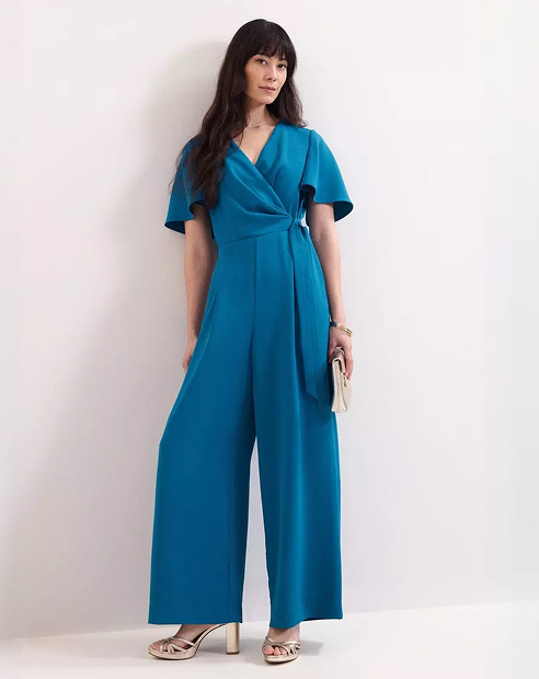 Woman in blue Phase Eight jumpsuit