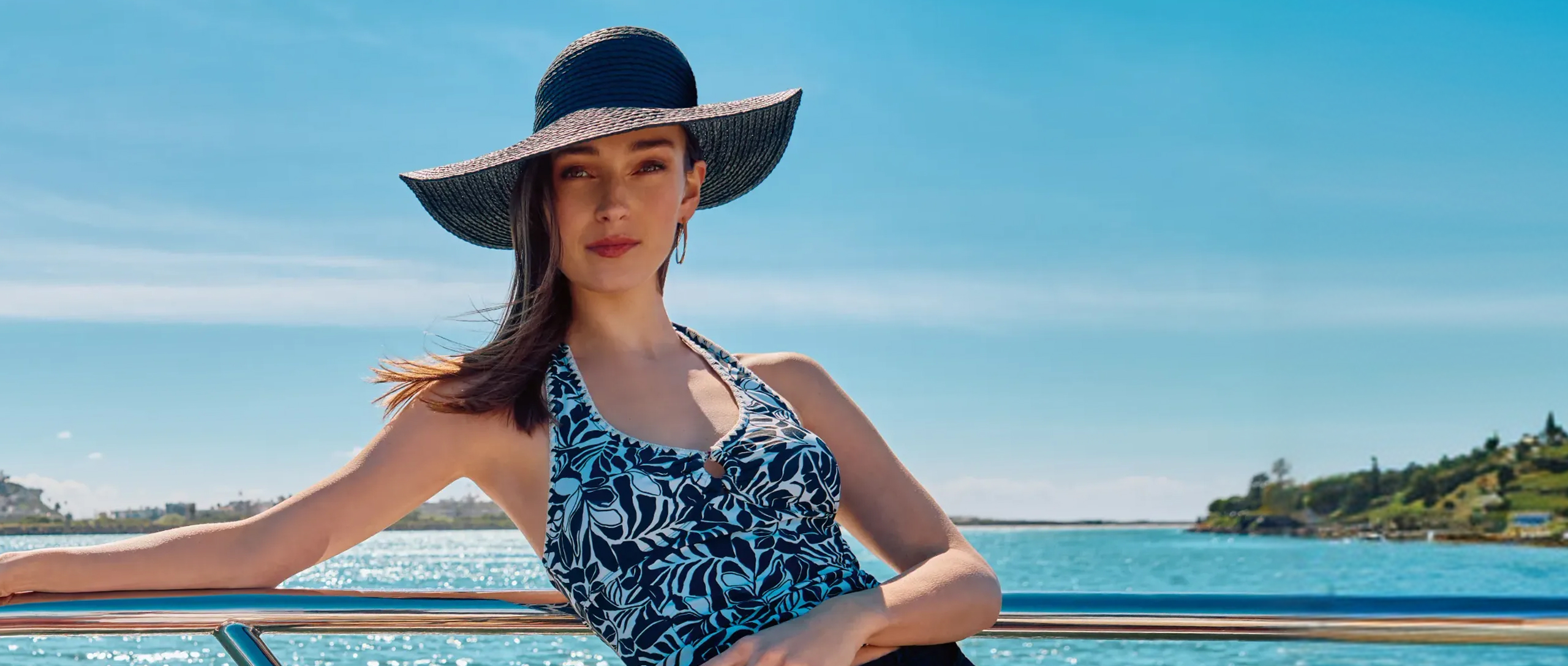 Woman wearing Phase Eight swimwear
