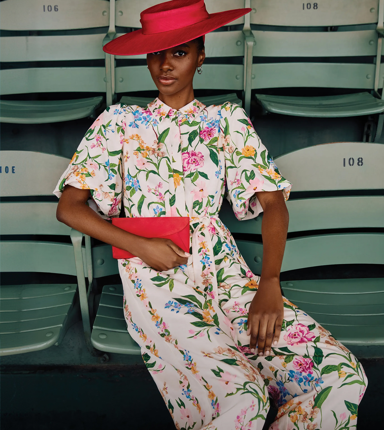 Woman wearing Phase Eight dress