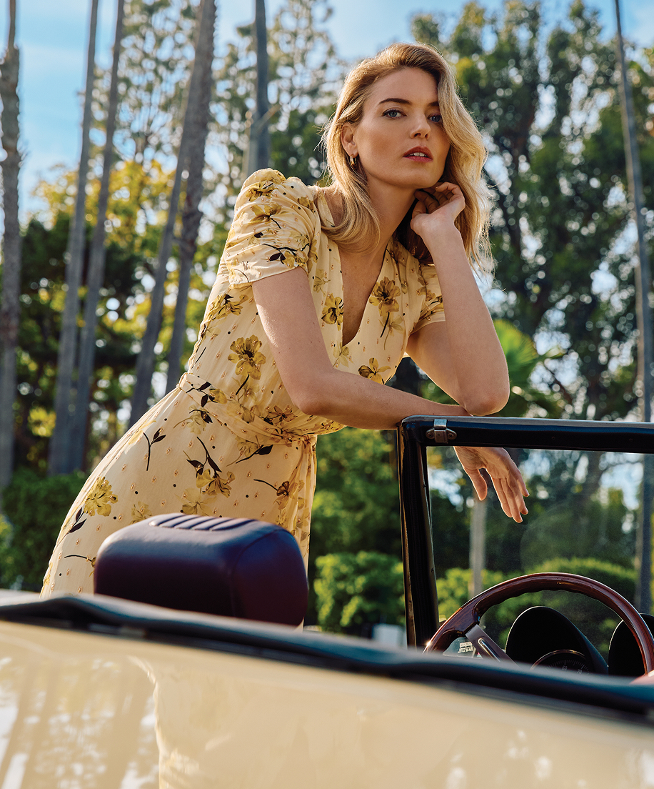 Woman wearing Phase Eight dress