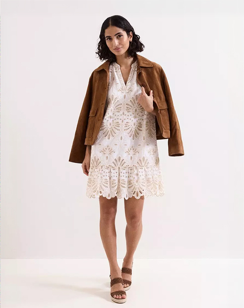 Woman in Phase Eight suede jacket