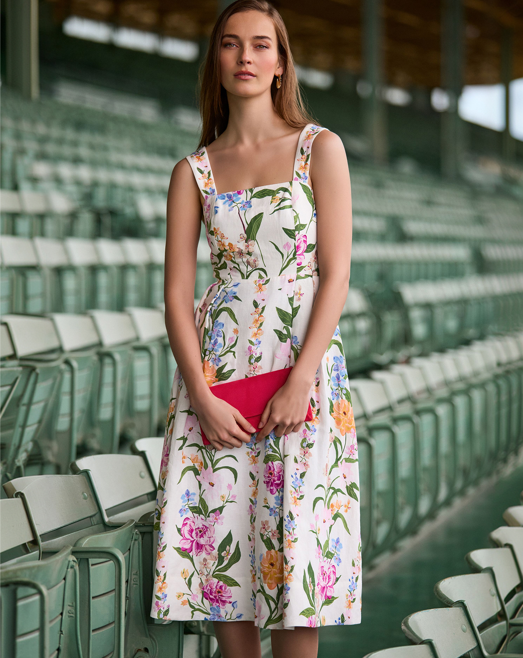 Woman wearing Phase Eight dress