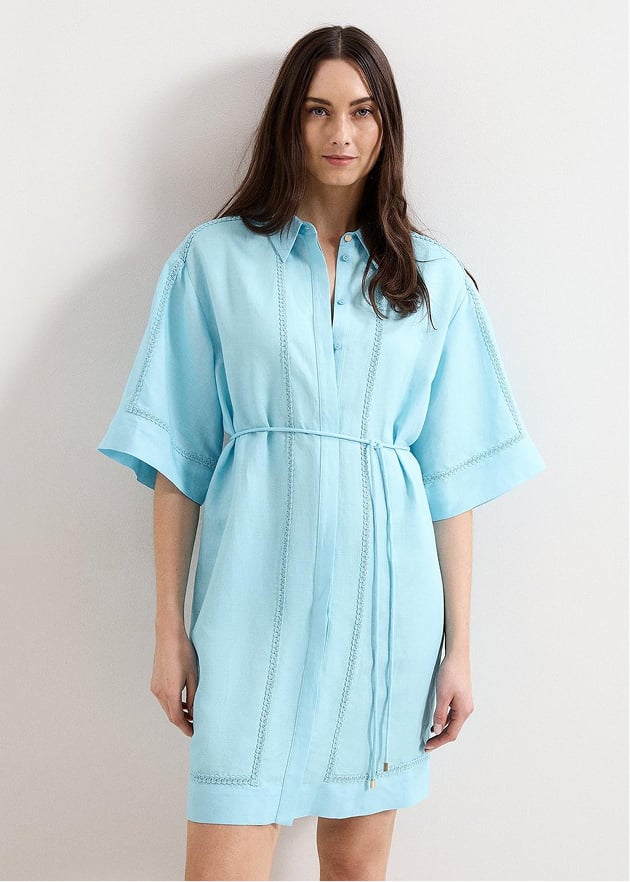 Lara Linen Blend Shirt Mini Dress