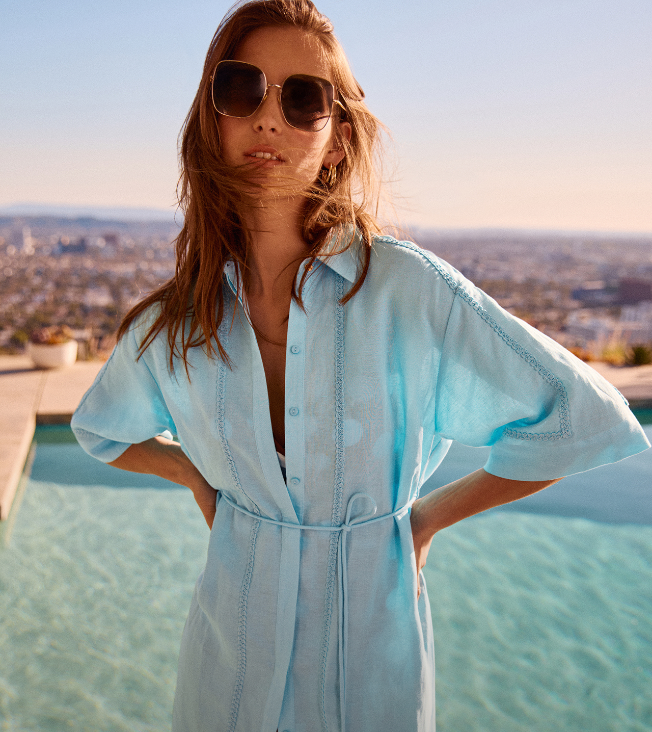 Woman wearing Phase Eight dress