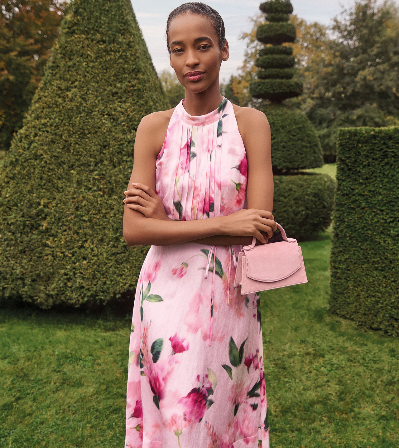 Woman wearing Phase Eight dress