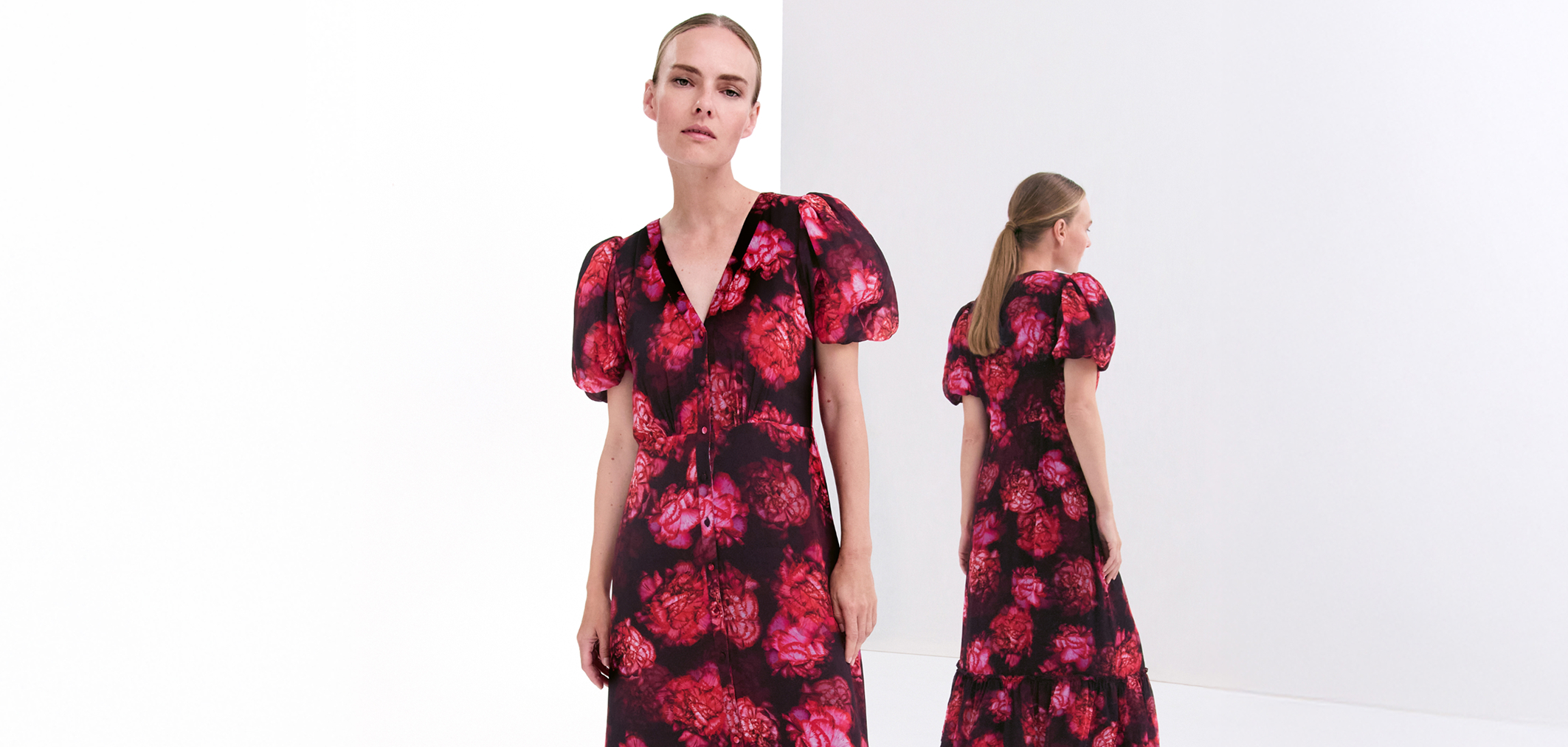 Woman wearing Phase Eight mini dress