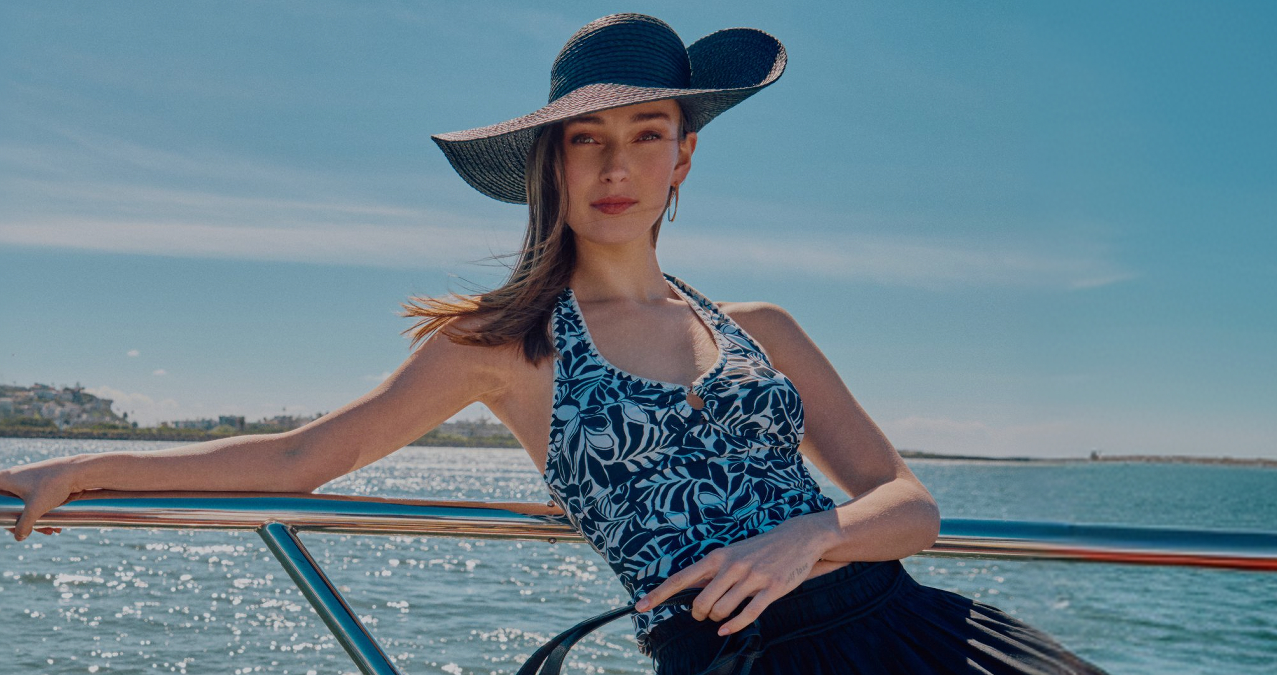 Woman wearing Phase Eight swimwear