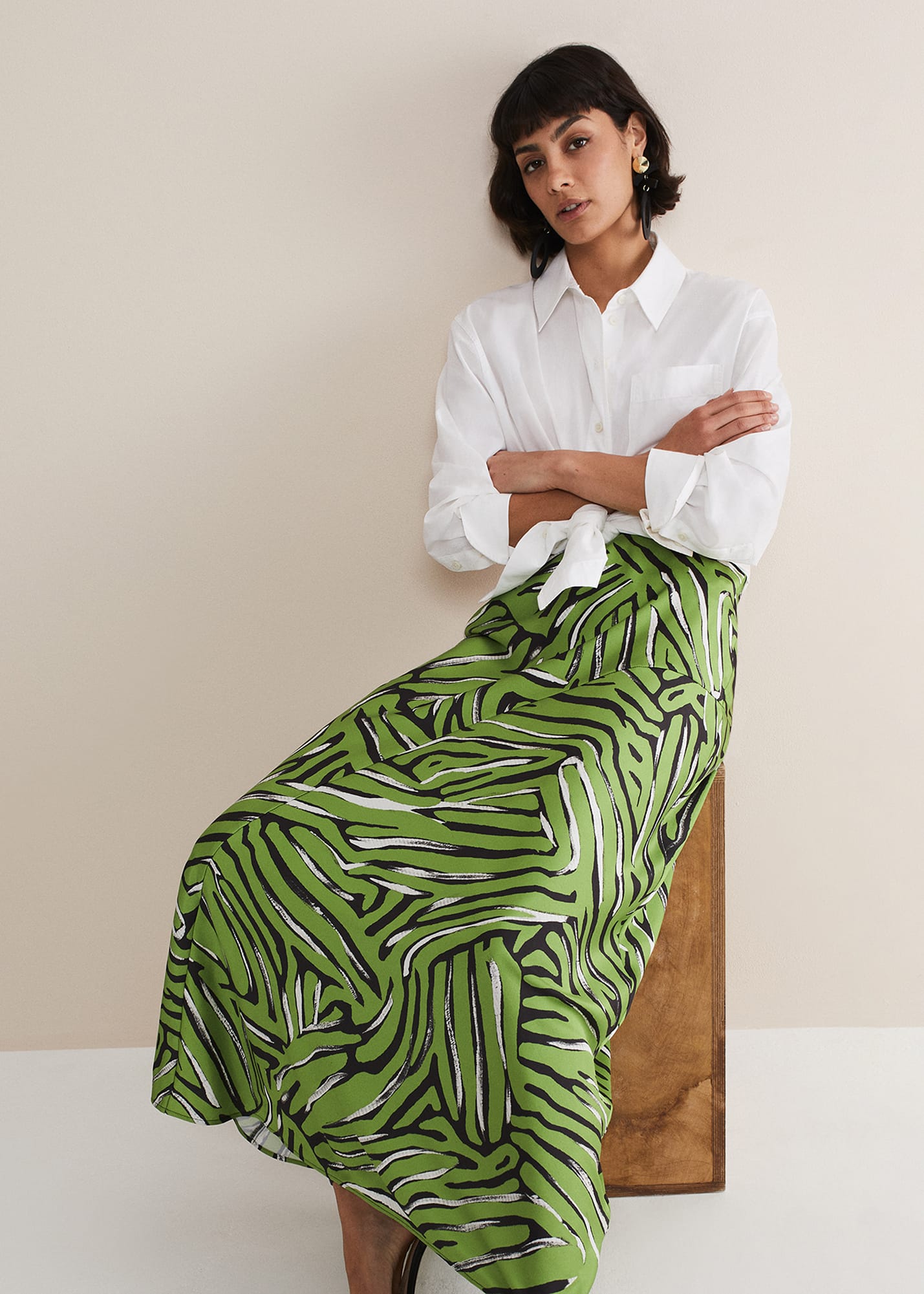 Phase Eight Women's Norabel Zebra Print Satin Skirt
