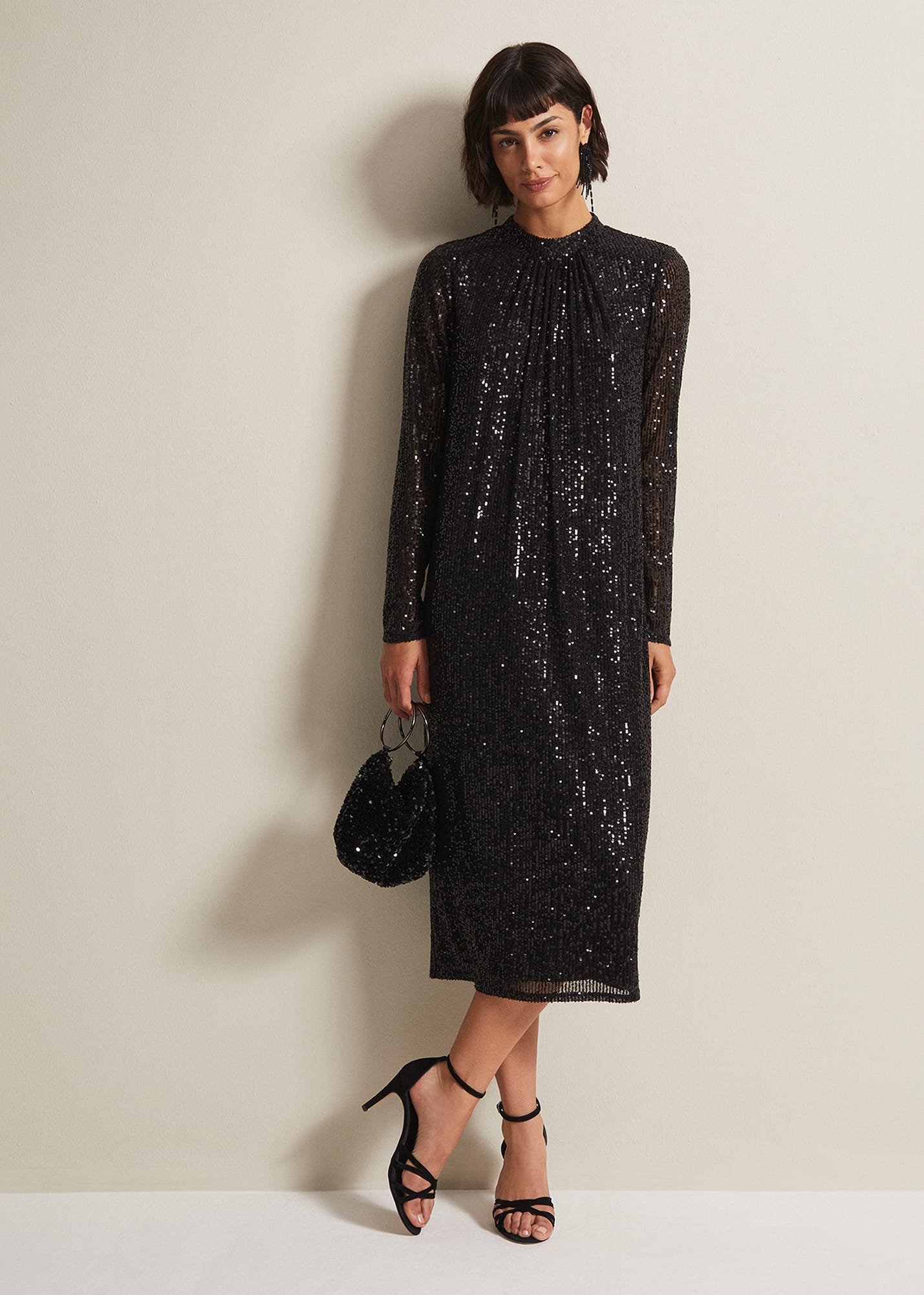 Phase Eight Women's Cindy Black Sequin Midi Dress