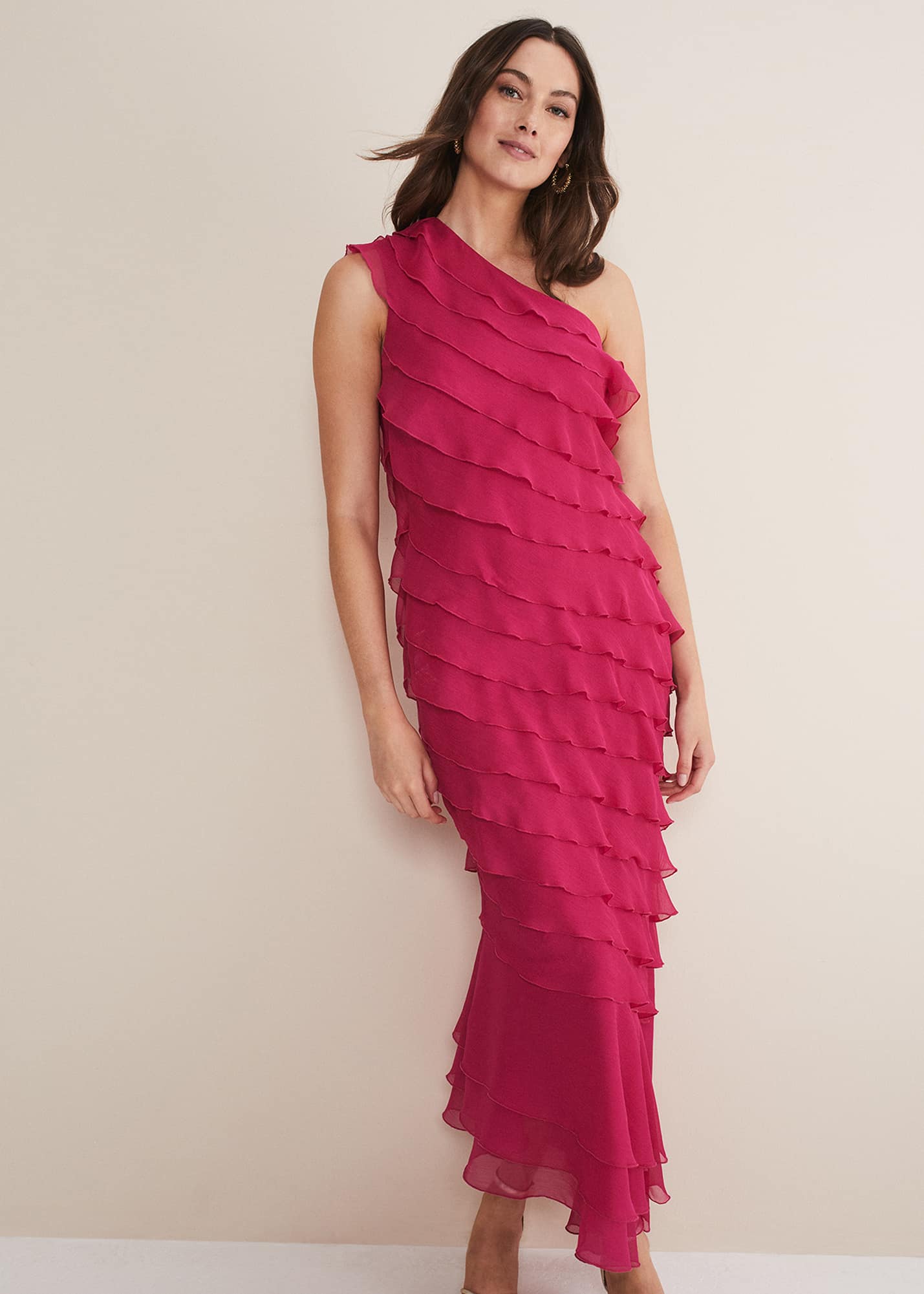Phase Eight Women's Kelsey Layered One Shoulder Maxi Dress
