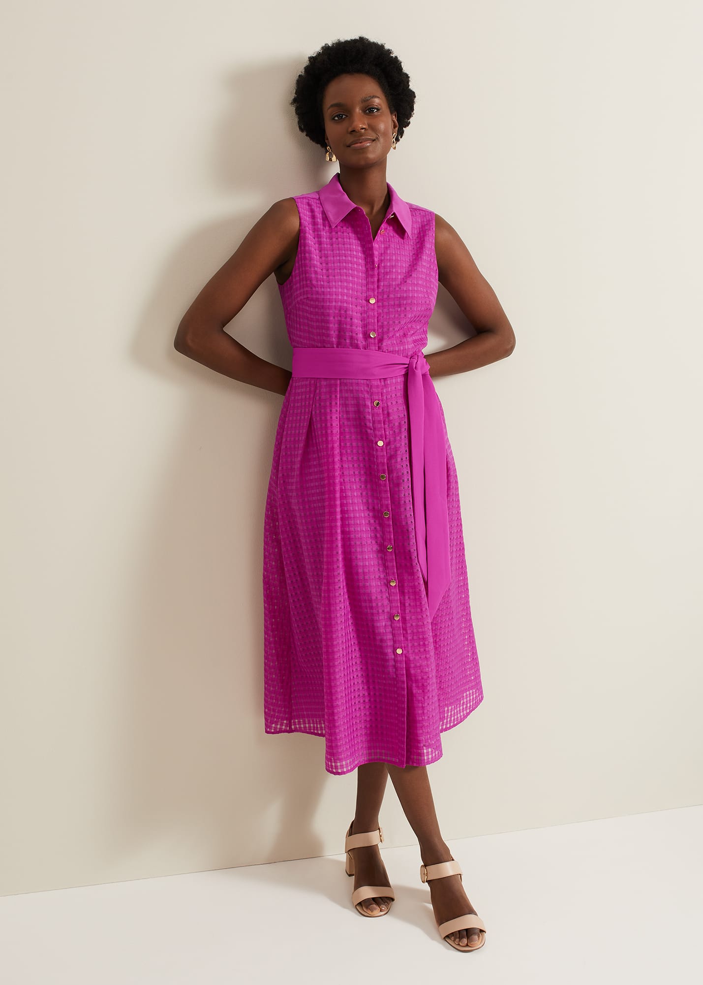Phase Eight Women's Carey Sleeveless Check Midi Dress
