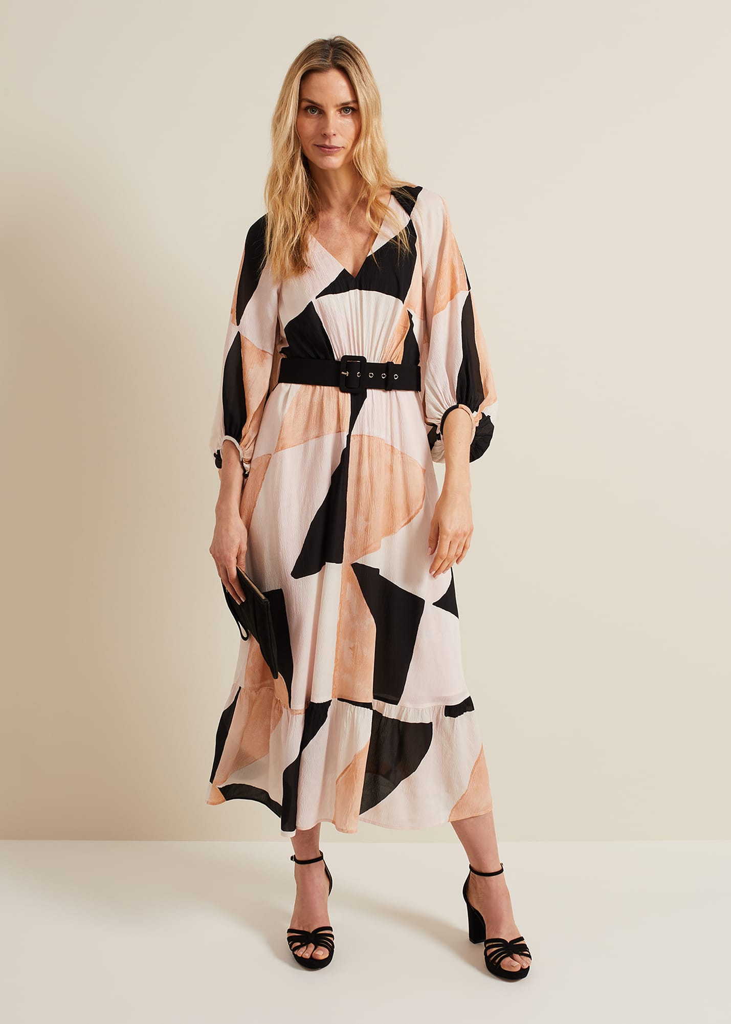 Black And Magenta Color Blocking Women's Dress