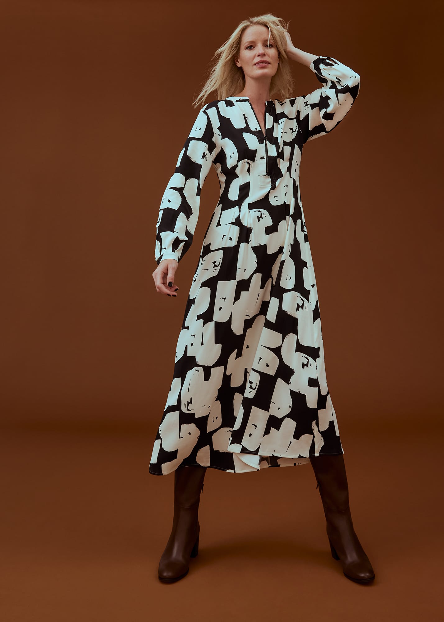Phase Eight Women's Luana Geo Zip Front Midi Dress