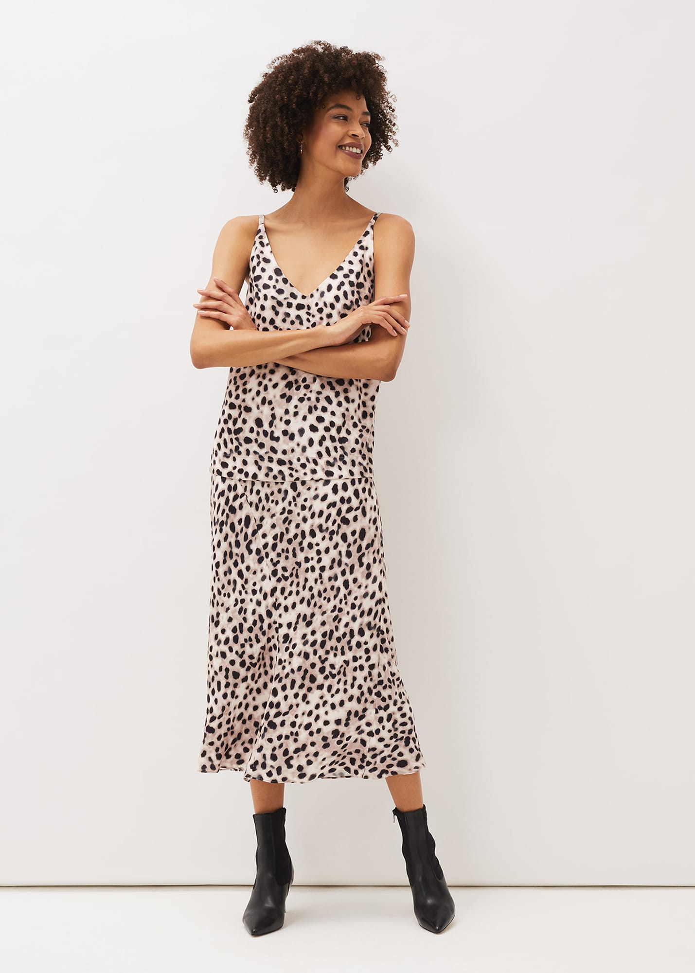 Phase Eight Women's Calla Leopard Print Satin Midi Skirt