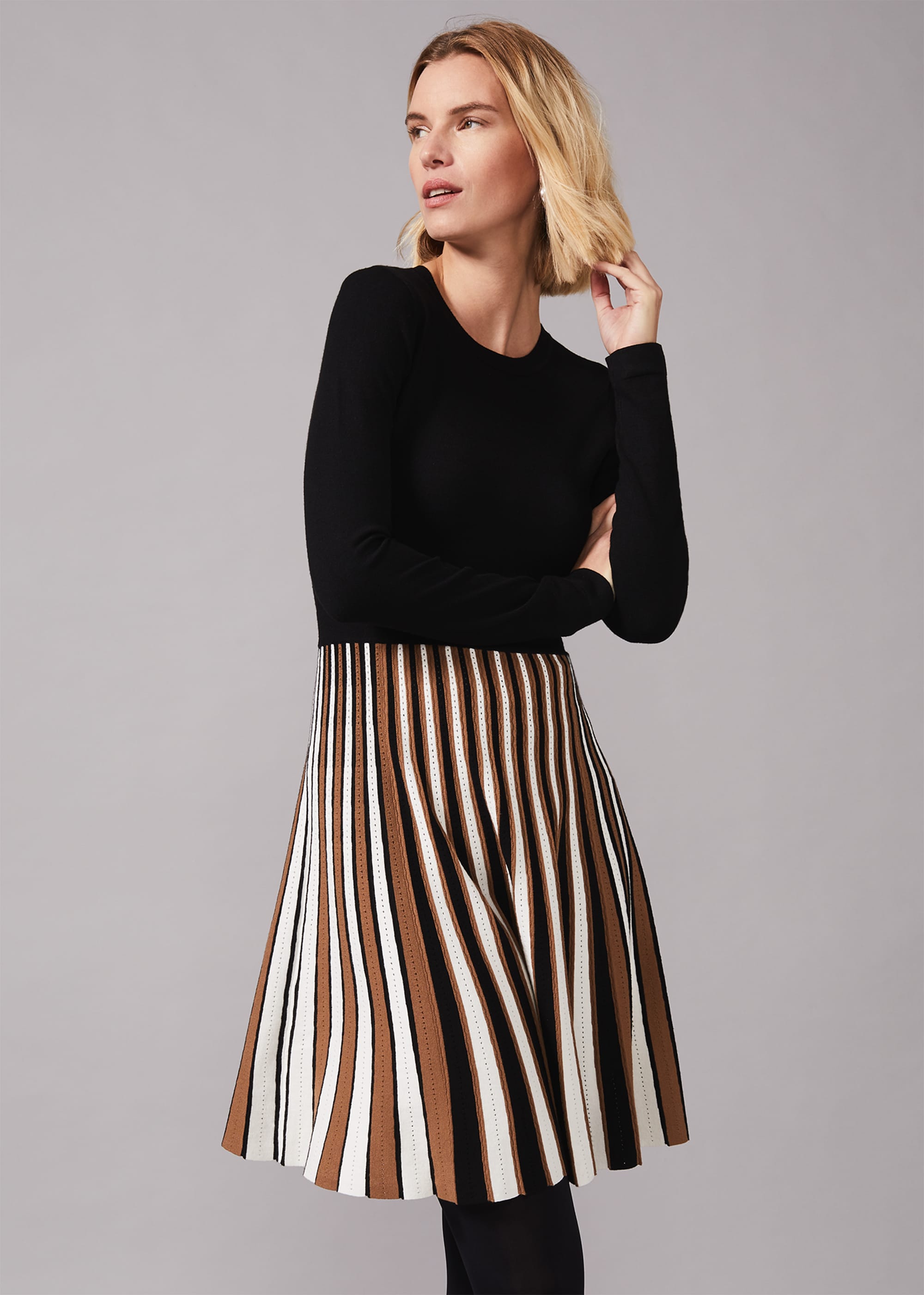 phase eight women's eylsa pleated stripe knit dress